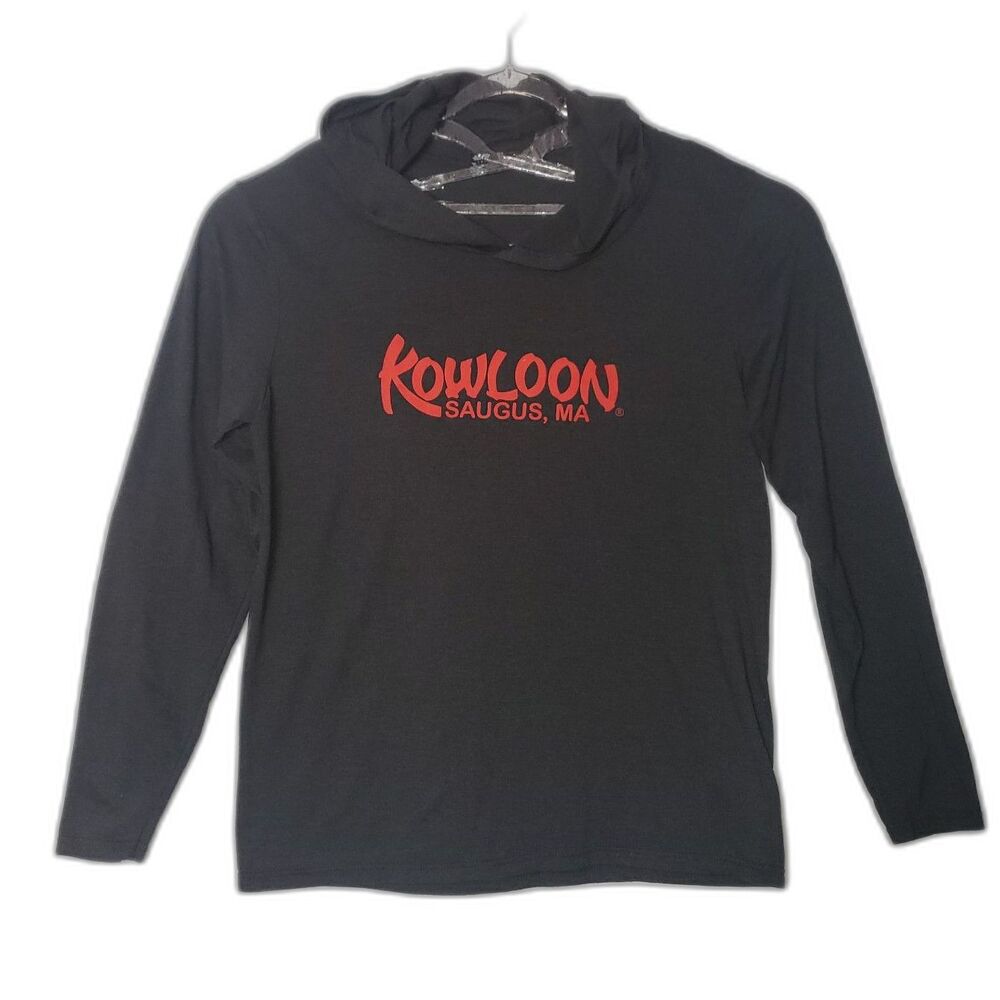 KOWLOON Saugus MA Black Long Sleeve Hooded T Shirt Womens Size Large